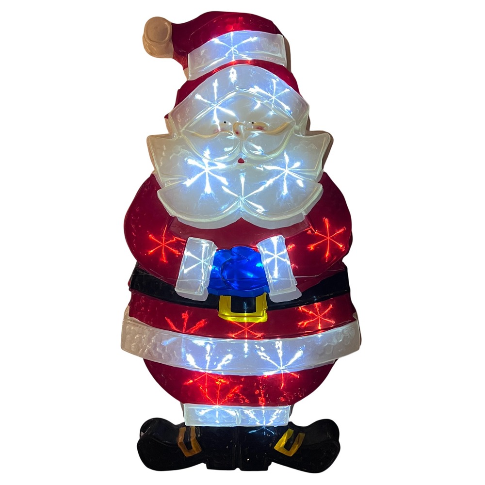 Vintage 27" LED Twinkling Santa Lighted Christmas Yard Wall Decor Works READ